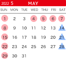 2022年5月の開館カレンダー